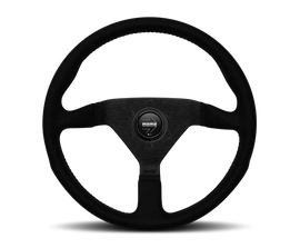 Momo Montecarlo Alcantara Steering Wheel 350 mm - Black/Black Stitch/Black Spokes
