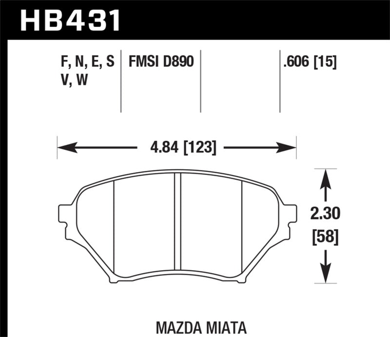 Hawk 01-05 Mazda Miata HPS 5.0 Front Brake Pads
