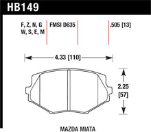 Load image into Gallery viewer, Hawk 94-00 Mazda Miata / 01-03 Miata w/ Standard Suspension DTC-60 Race Front Brake Pads (D635)