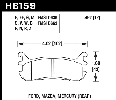 Hawk DTC-30 Rear Brake Pads 94-00 Mazda Miata / 01-03 Miata w/ Standard Suspension