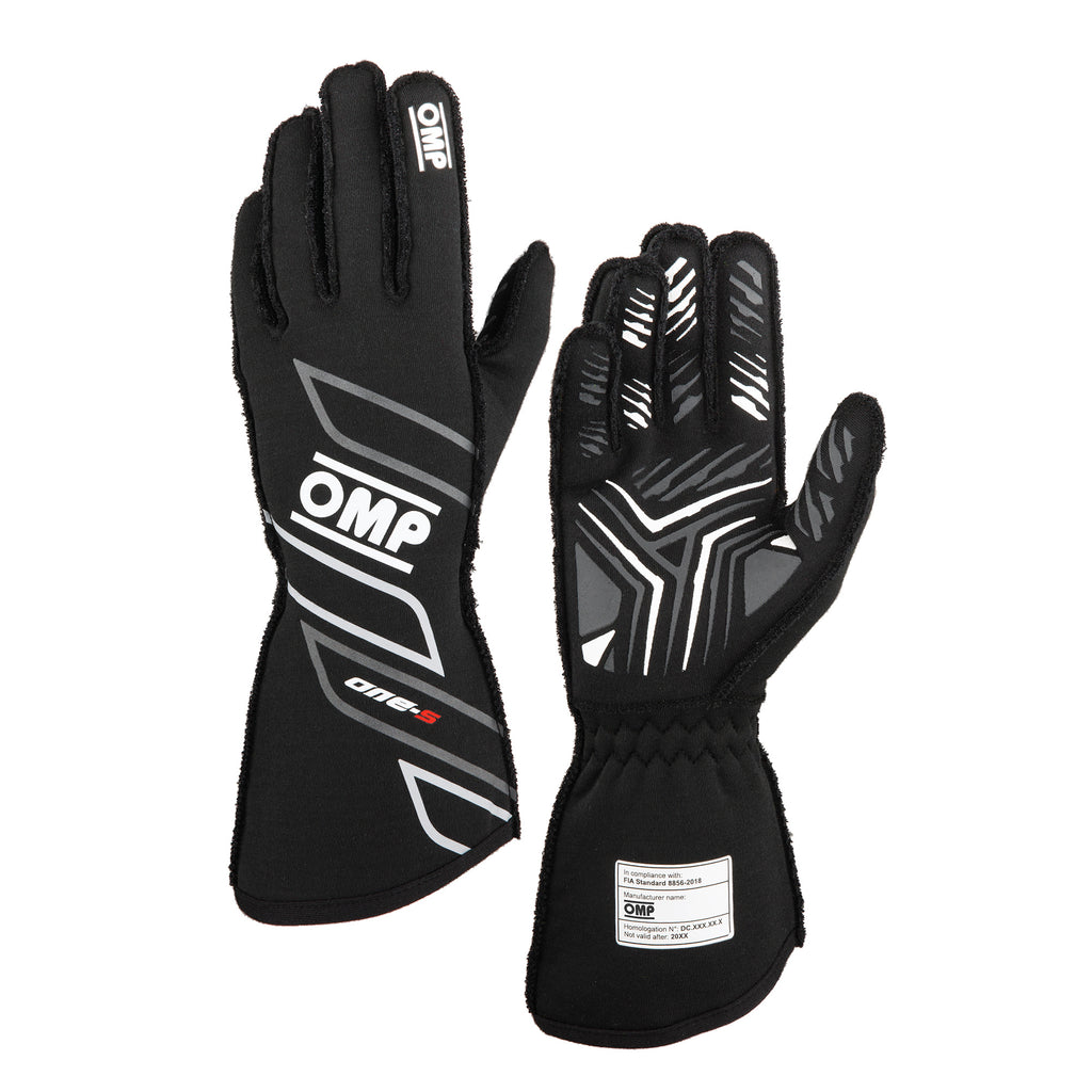 OMP ONE-S GLOVES my2025 FIA 8856-2018 ANTHRACITE / FLUO YELLOW SZ XS