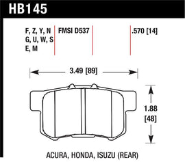 Hawk 1997-1997 Acura CL 2.2 HPS 5.0 Rear Brake Pads