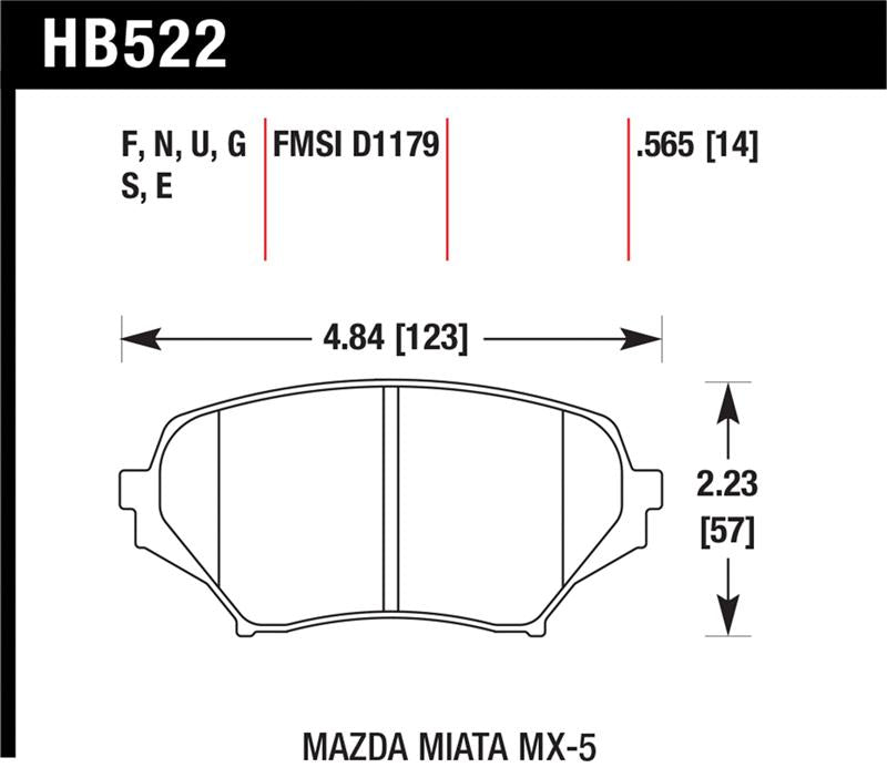 Hawk 06-15 Mazda Miata Mx-5 Front DTC-60 Race Brake Pads
