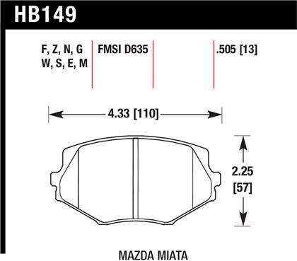 Hawk DTC-60 Front Brake Pads 94-00 Mazda Miata / 01-03 Miata w/ Standard Suspension