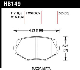 Hawk DTC-60 Front Brake Pads 94-00 Mazda Miata / 01-03 Miata w/ Standard Suspension