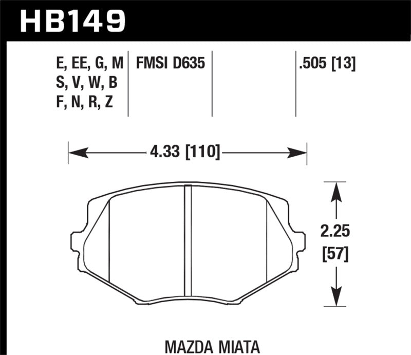 Hawk 1994-1997 Mazda Miata HPS 5.0 Front Brake Pads