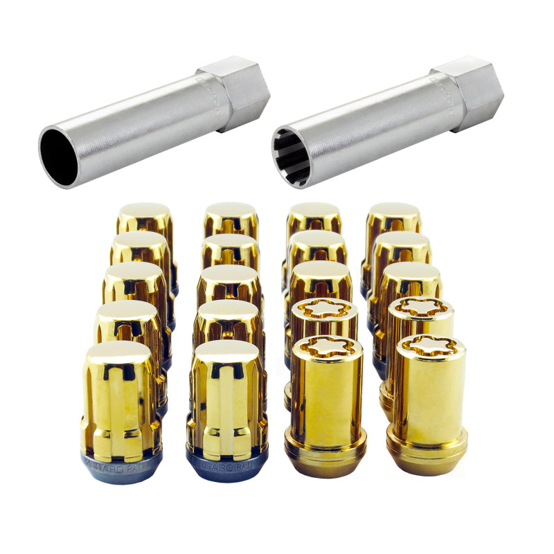 McGard SplineDrive Tuner 5 Lug Install Kit w/Locks & Tool (Cone) M12x1.5 / 13/16 Hex - Gold (CS)