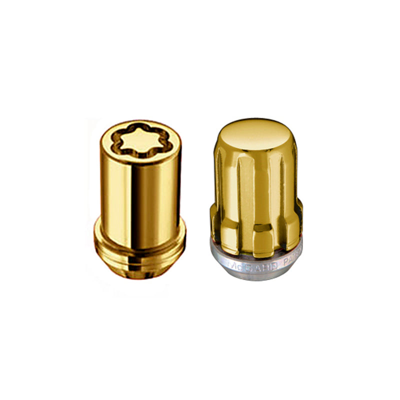 McGard SplineDrive Tuner 5 Lug Install Kit w/Locks & Tool (Cone) M12x1.5 / 13/16 Hex - Gold (CS)