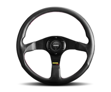 Load image into Gallery viewer, Momo Tuner Steering Wheel 320 mm - Black Leather/Red Stitch/Black Spokes