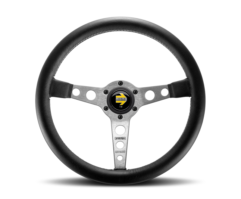 Momo Quark Steering Wheel 350 mm - Black Poly/Black Spokes/Black Inserts