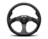 Momo Montecarlo Steering Wheel 320 mm - Black Leather/Red Stitch/Black Spokes