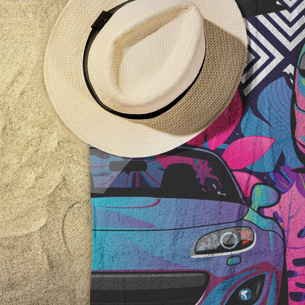 Miata Beach Towel 2020 - Neon Geo Floral