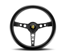 Load image into Gallery viewer, Momo Quark Steering Wheel 350 mm - Black Poly/Black Spokes/Blue Inserts