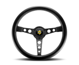 Momo Quark Steering Wheel 350 mm - Black Poly/Black Spokes/Blue Inserts