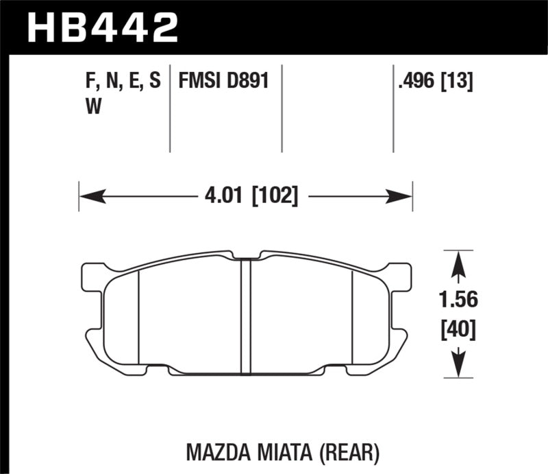 Hawk 01-03 Mazda Miata (w/ Sport Suspension) HT-10 Race Rear Brake Pads