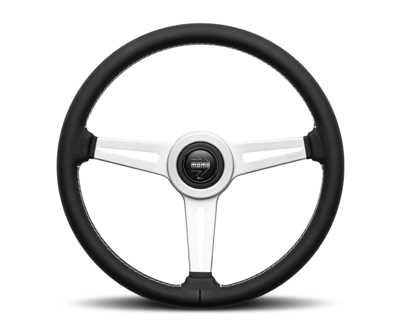 Momo Trek Steering Wheel 350 mm - Black AirLeather/Brshd Al Spokes