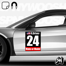 Load image into Gallery viewer, Racing Numbers - Make/Model/Flag - Black Backing Alternate