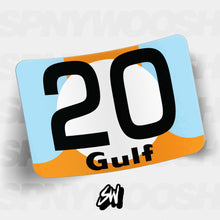 Load image into Gallery viewer, Gulf Livery style racing number cards
